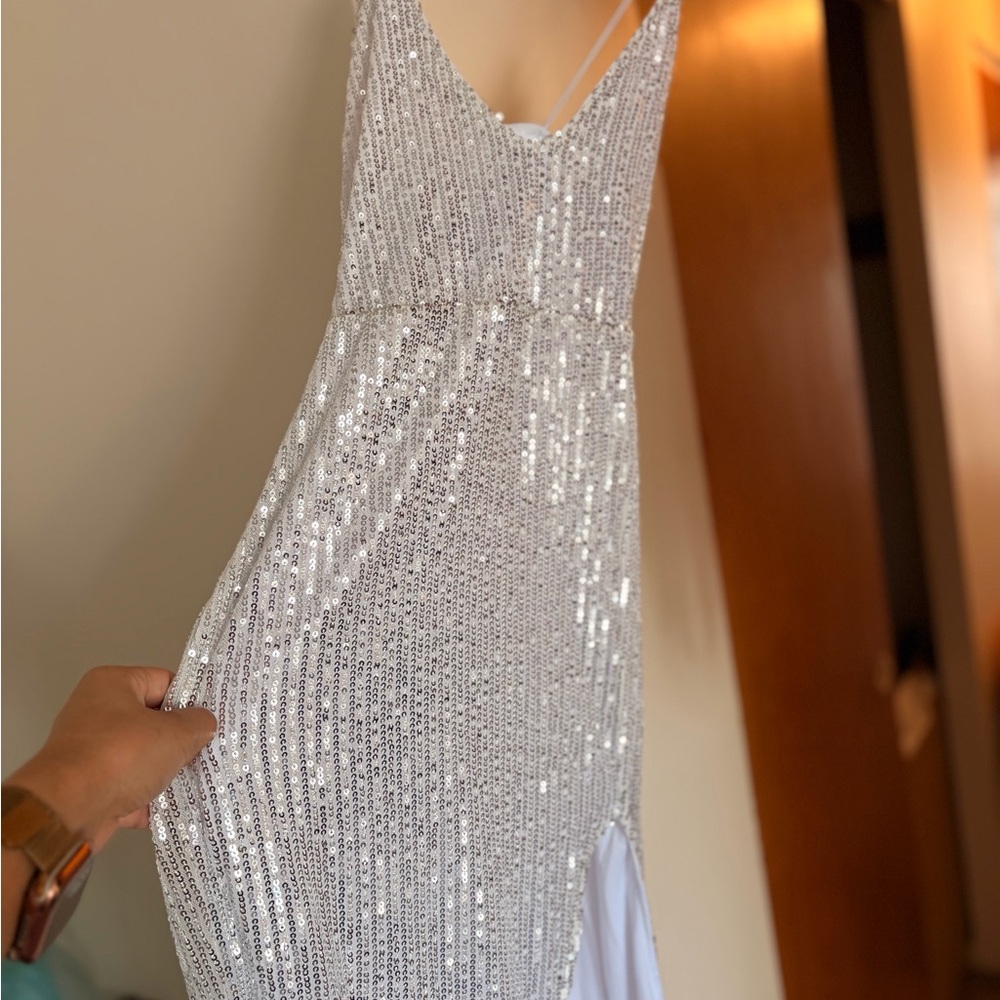 CBR Silver Sequin V-Neck dress